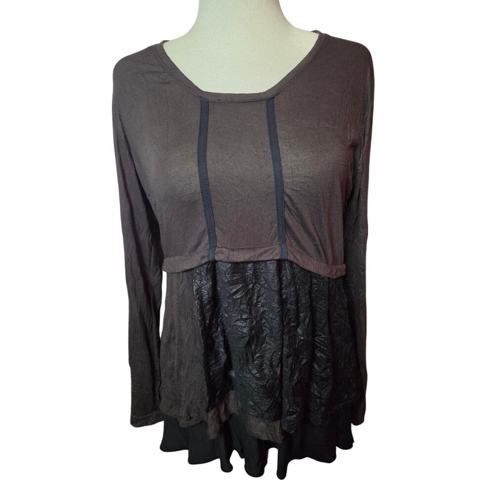 Gershon Bram Lagenlook Crinkle Layered Blouse Purple Avant Garde Whimsigoth Art